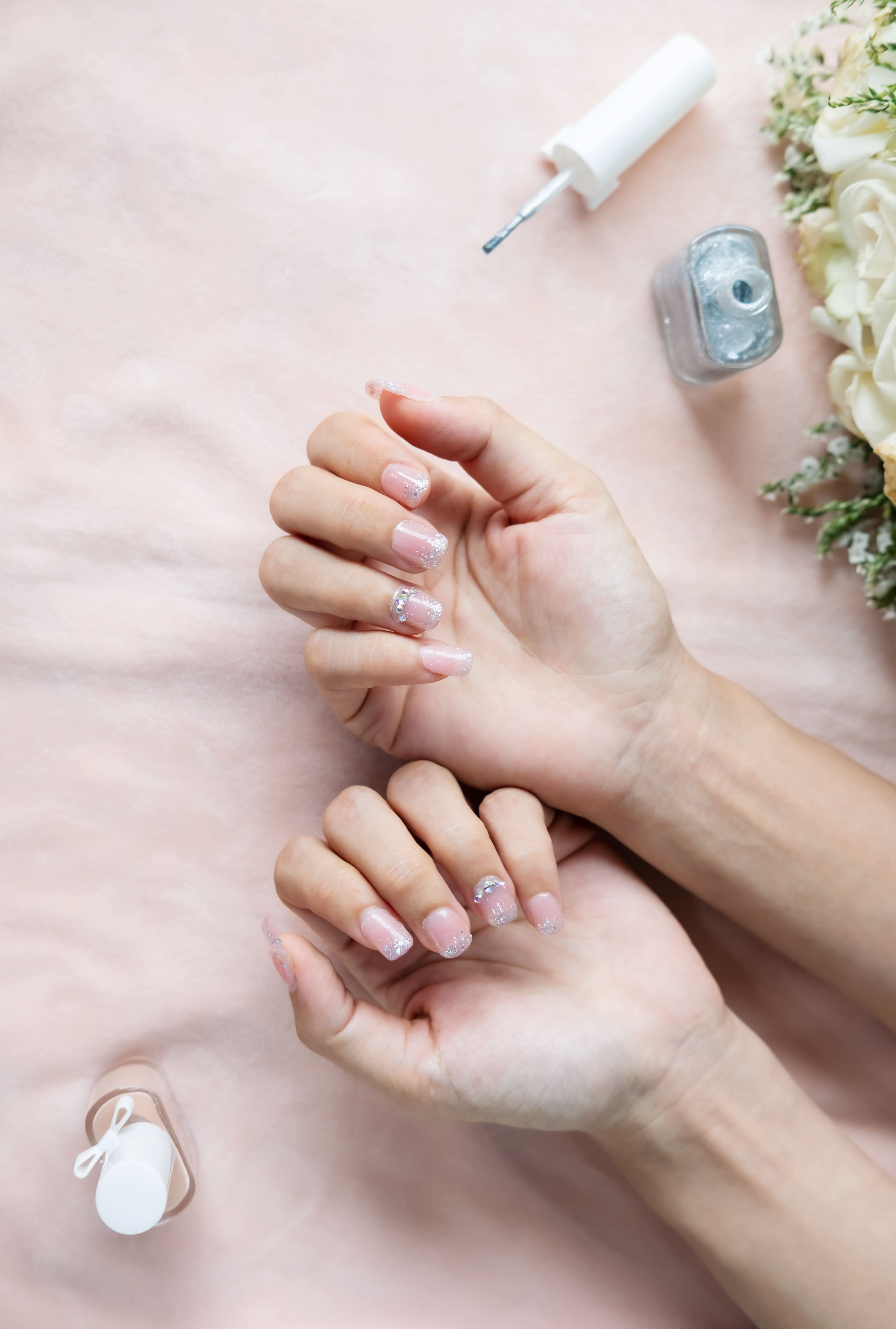 Directly Shot Woman Showing Nail Art