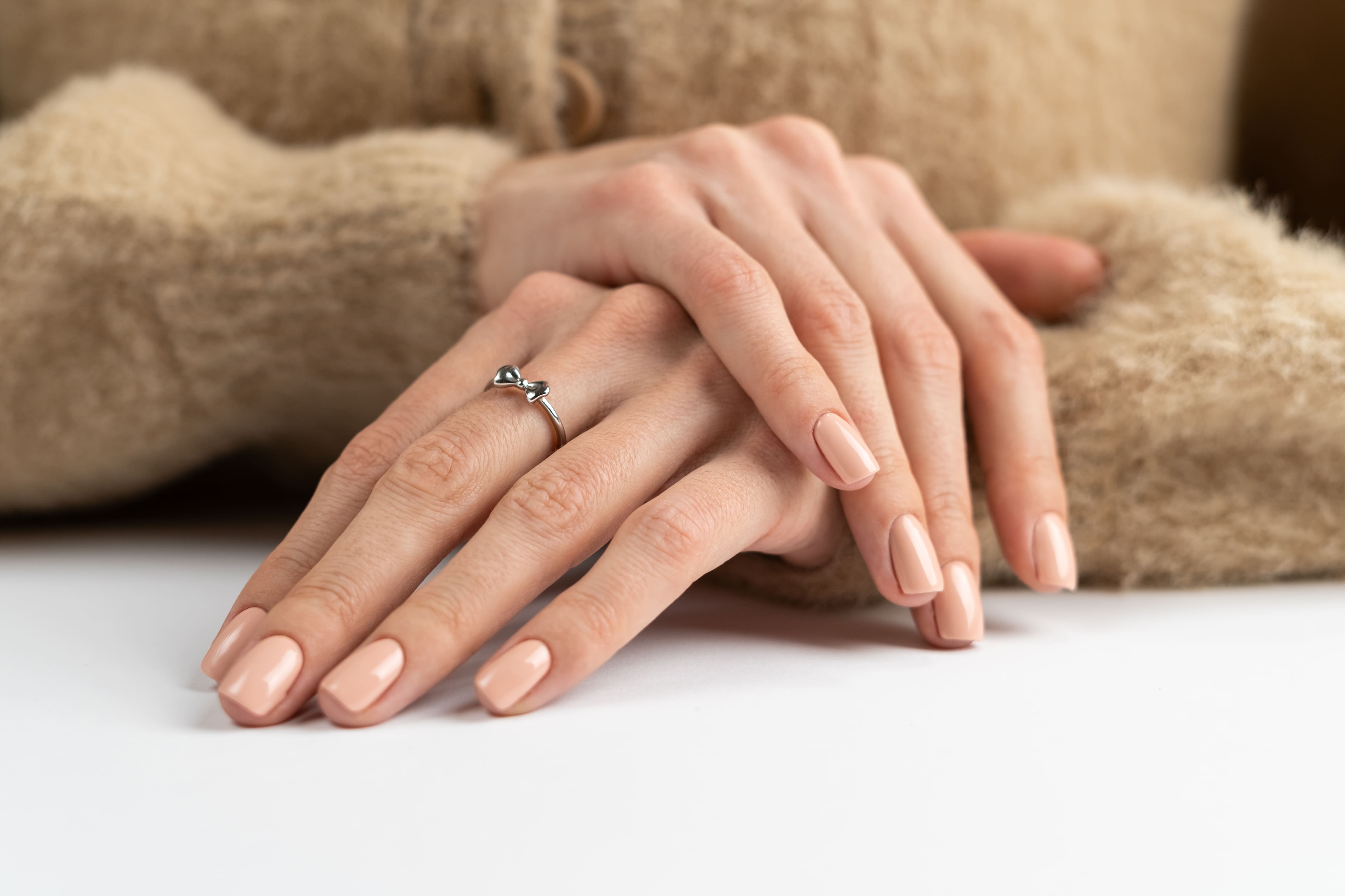 Satin Beige Nails