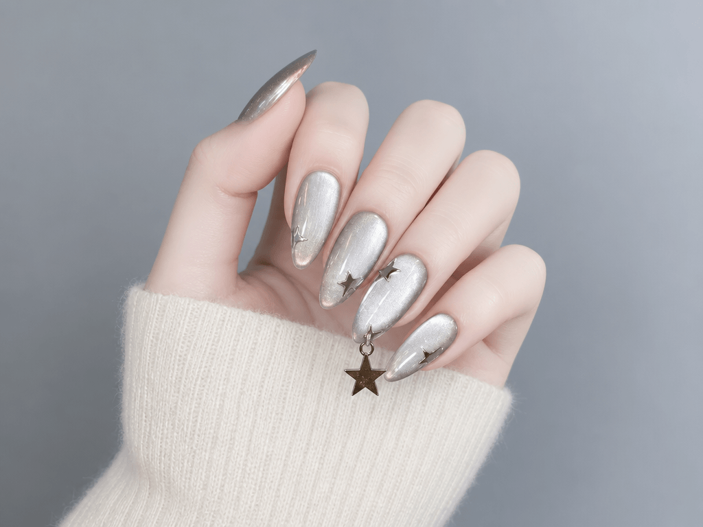 Silver Cat Eye Nails